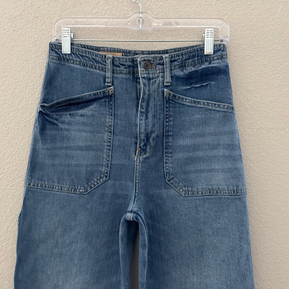 Pilcro The Carpenter Wide Leg Jeans 27 Denim Blue Utility Retro Boho Minimalist - Picture 8 of 15